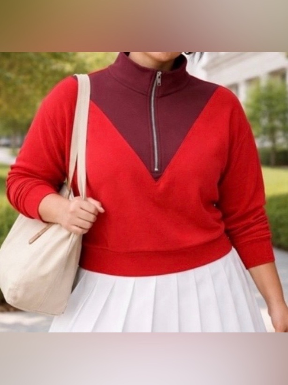 NWT LIVI CozySoft Half-Zip Colorblock Cropped Pullover Size 14/16
